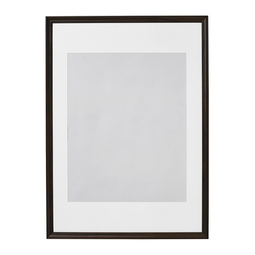 Marco de fotos KLOTKÖRSBÄR negro, rectangular, diseño sencillo, aspecto de madera, protección frontal de plástico.