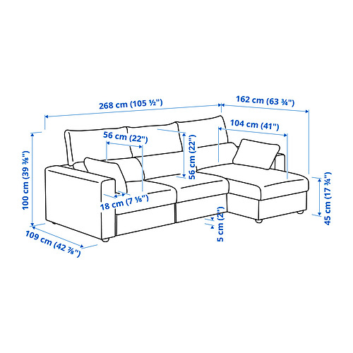 ESKILSTUNA, 3-seat sofa with chaiselongue. 8 of 8 open dialog