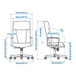 Measurement Illustration - MILLBERGET swivel chair
