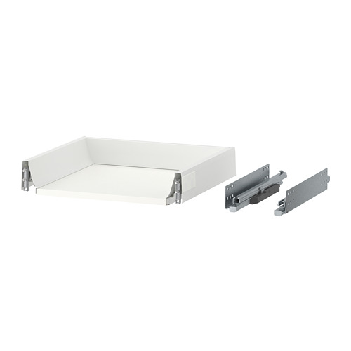 Un cajón MAXIMERA blanco con guías plateadas separadas.