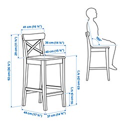 Measurement Illustration - ROSENTORP bar stool with backrest