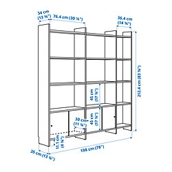 Measurement Illustration - LÅDMAKARE storage cabinet with sliding doors and shelves