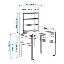 Measurement Illustration - PÅHL desk with add-on unit