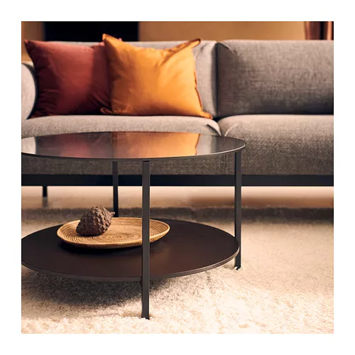 IKEA Puerto Rico - VITTSJÖ coffee table, black-brown/glass, Ø29 1/2 