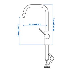 Measurement Illustration - ÄLMAREN kitchen faucet with pull-out spout