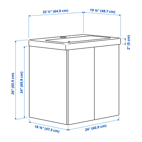 Measurement Illustration - ENHET/TVÄLLEN wash-stnd w doors/wash-basin