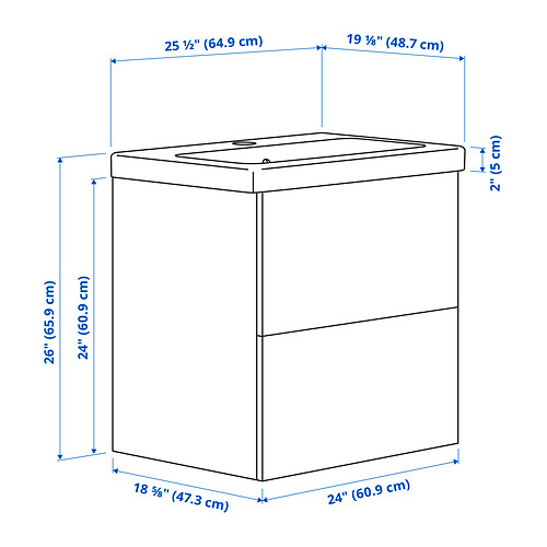 Measurement Illustration - ENHET/TVÄLLEN wash-stnd w drawers/wash-basin