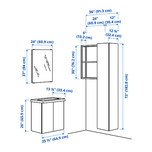 Measurement Illustration - ENHET bathroom