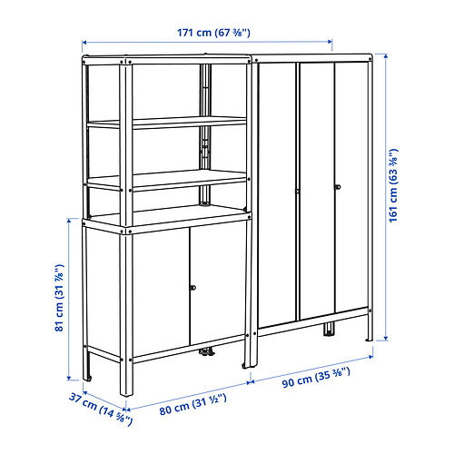 KOLBJÖRN, shelving unit with 2 cabinets, indoor/outdoor. 9 of 9 open dialog