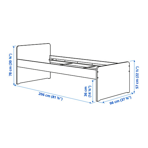 SLÄKT, bed con 3 storage boxes. 4 of 5 open dialog