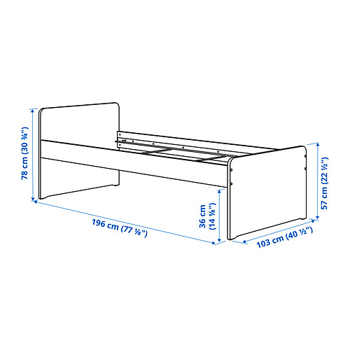 SLÄKT, bed frame with slatted bed base 3 of 3 open dialog