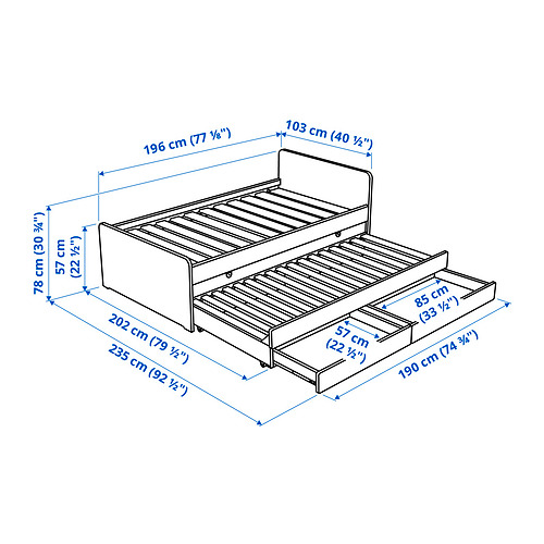 SLÄKT, bed frame w/pull-out bed + storage 3 of 8 open dialog