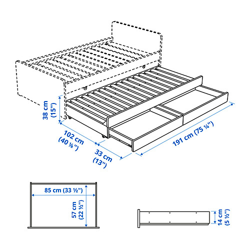 SLÄKT, Underbed with storage. 4 of 4 open dialog