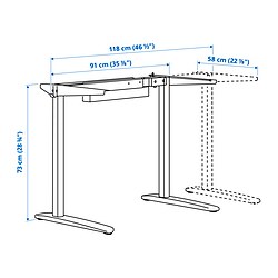 Measurement Illustration - RELATERA underframe for table top