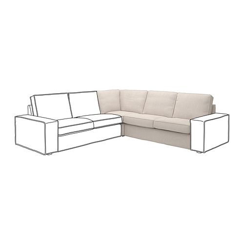 Sofá moderno en forma de L beige dibujado con líneas. Diseño minimalista con líneas rectas, brazos cuadrados y asientos acolchados. Perfecto para las esquinas.