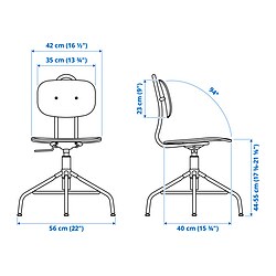 Measurement Illustration - KULLABERG swivel chair