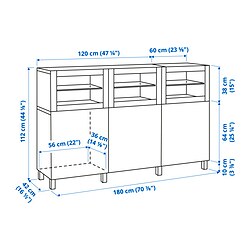 Ilustración de medidas - BESTÅ mueble sala con puertas
