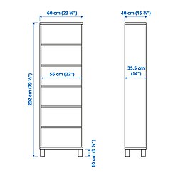 Measurement Illustration - BESTÅ bookcase with STUBBARP leg