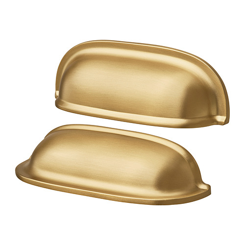 Asas de copa de latón ENERYDA. Oro brillante, acabado satinado, forma rectangular curvada, diseño elegante.