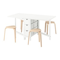 NORDEN/KYRRE, table and 4 stools, White