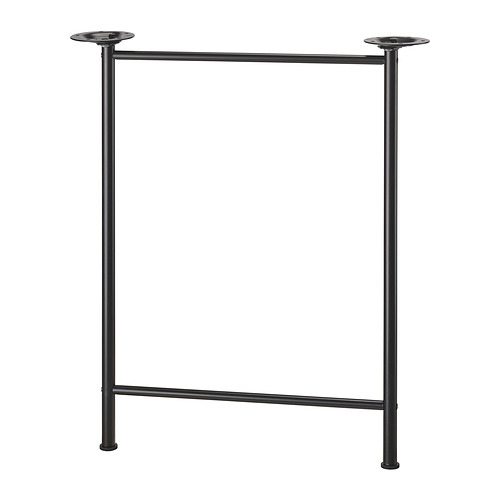 LAGKAPTEN: base de mesa de metal negro, rectangular, pies ajustables, diseño industrial moderno.