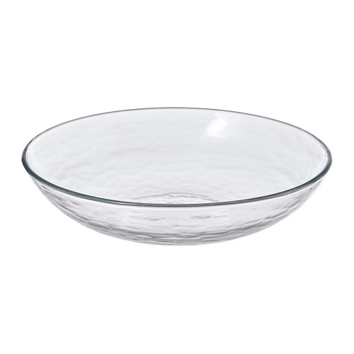 Cuenco de vidrio STRANDKRABBA: textura martillada, apilable, apto para lavavajillas.