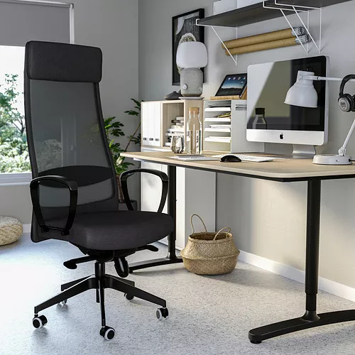 IKEA MARKUS ハイバックチェア リクライニング 肘置き付 パソコンチェア 事務椅子 キャスター メッシュ 幅62cm×奥行60cm×高さ129cm～140cm MARKUS office chair, Vissle dark gray, Large - IKEA CA