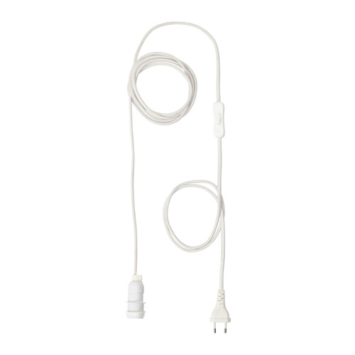 Juego de cordones STRÅLA, blanco, plástico, enrollado, diseño minimalista.