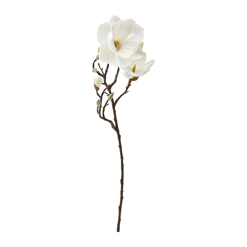 Tallo artificial de flor de magnolia blanca, diseñado de forma realista con materiales reciclados.