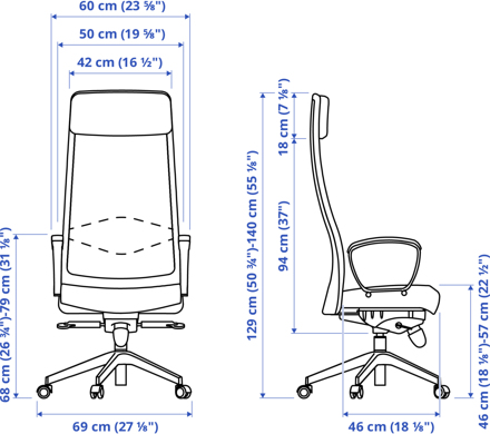 Measurement Illustration - MARKUS office chair
