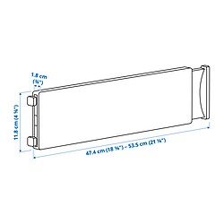 Ilustración de medidas - VARIERA divisor para cajón