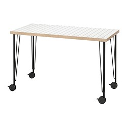 LAGKAPTEN/KRILLE, desk, White anthracite / black