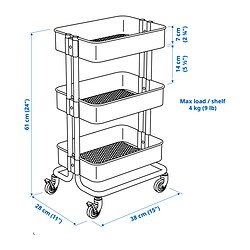 Measurement Illustration - RÅSKOG utility cart