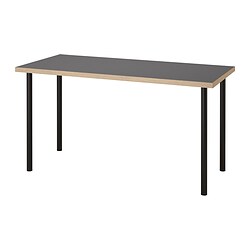 LAGKAPTEN/ADILS, escritorio, Gris efecto madera / negro