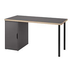 LAGKAPTEN/ALEX, escritorio, Gris efecto madera / negro
