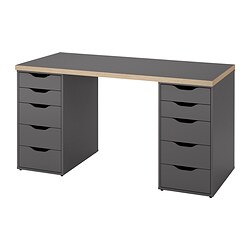 LAGKAPTEN/ALEX, desk, Grey wood effect
