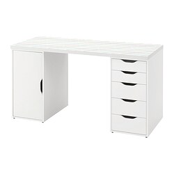 LAGKAPTEN/ALEX, escritorio, Rejilla multicolor / blanco