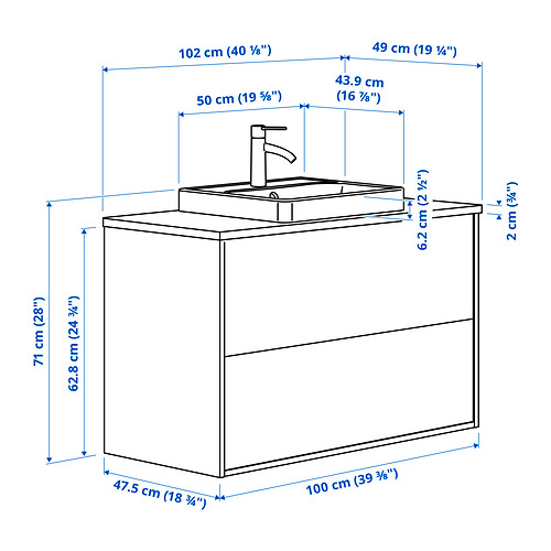 HAVBÄCK / ORRSJÖN, sink cabinet with 2 drawers and DALSKÄR. 8 of 8 open dialog