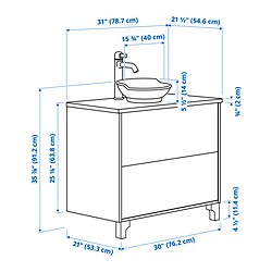 Measurement Illustration - TÄNNFORSEN/VÄSTERSJÖN wash-stnd w drawers/wash-basin