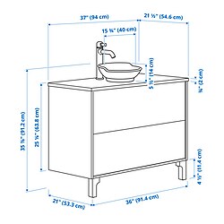Measurement Illustration - TÄNNFORSEN/VÄSTERSJÖN Bathroom vanity with sink & faucet