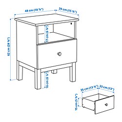 Ilustración de medidas - TARVA mesa de noche