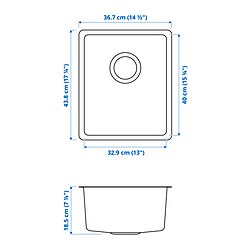 Ilustración de medidas - VRESJÖN fregadero