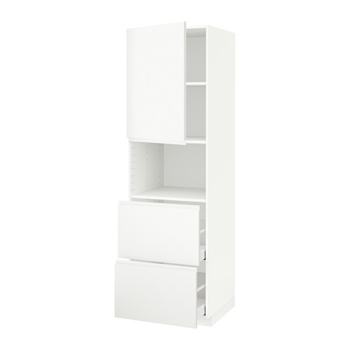 Mueble de cocina METOD blanco con armarios, cajones y estantería abierta, diseño minimalista.