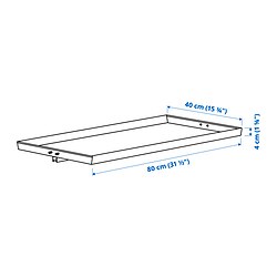 Measurement Illustration - MITTZON display shelf for frame w castors