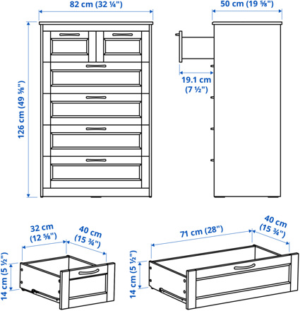 Ilustración de medidas - SONGESAND gavetero