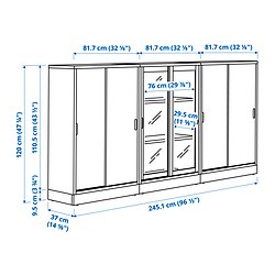 Measurement Illustration - TONSTAD storage combination with sliding doors
