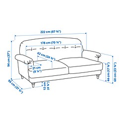 Measurement Illustration - ESSEBODA 3-seat sofa