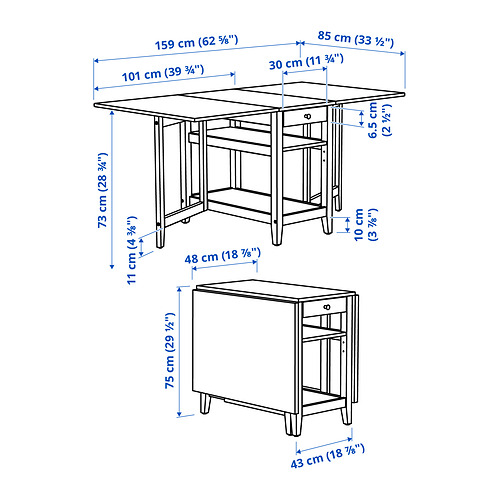NÄSINGE, gateleg dining table with storage. 6 of 6 open dialog