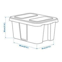 Measurement Illustration - KLÄMTARE box with lid, indoor/outdoor