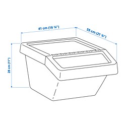 Measurement Illustration - SORTERA sorting bin with lid